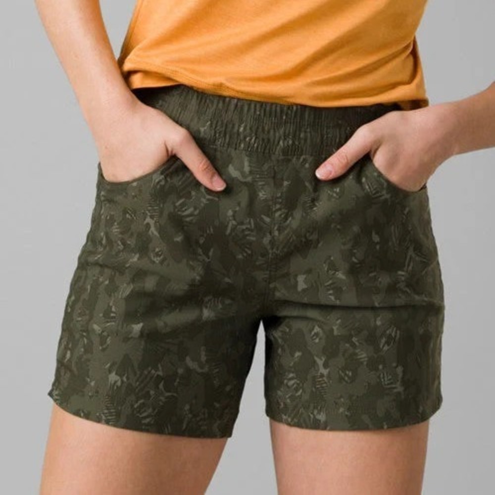 Prana E-Waist Short II Women's Sz 4 Evergreen Camo NWT 3" inseam